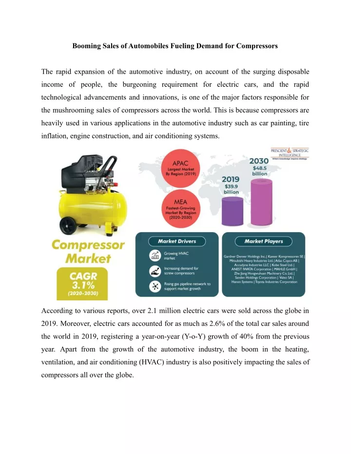 booming sales of automobiles fueling demand