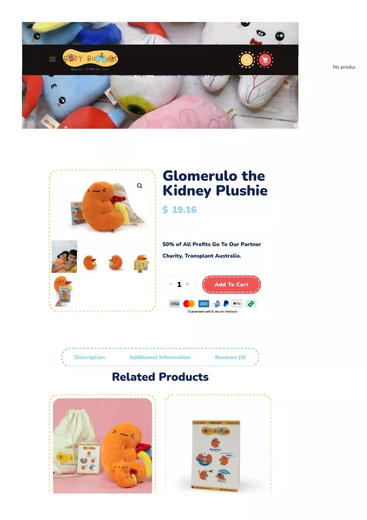 shop now glomerulo the kidney plushie kidney toys