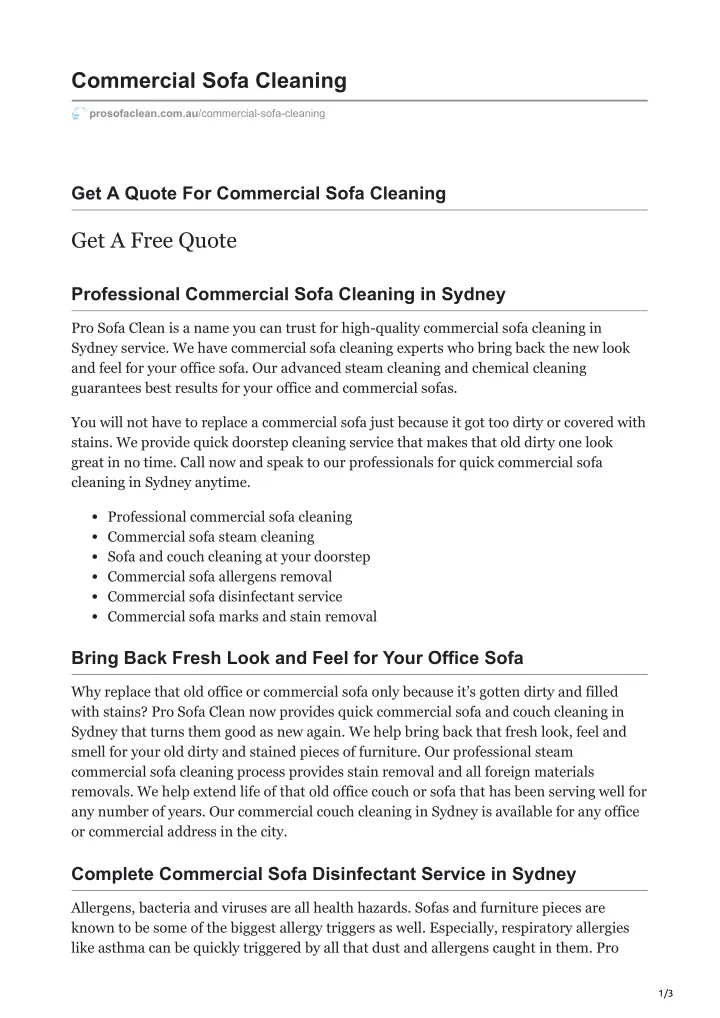 commercial sofa cleaning