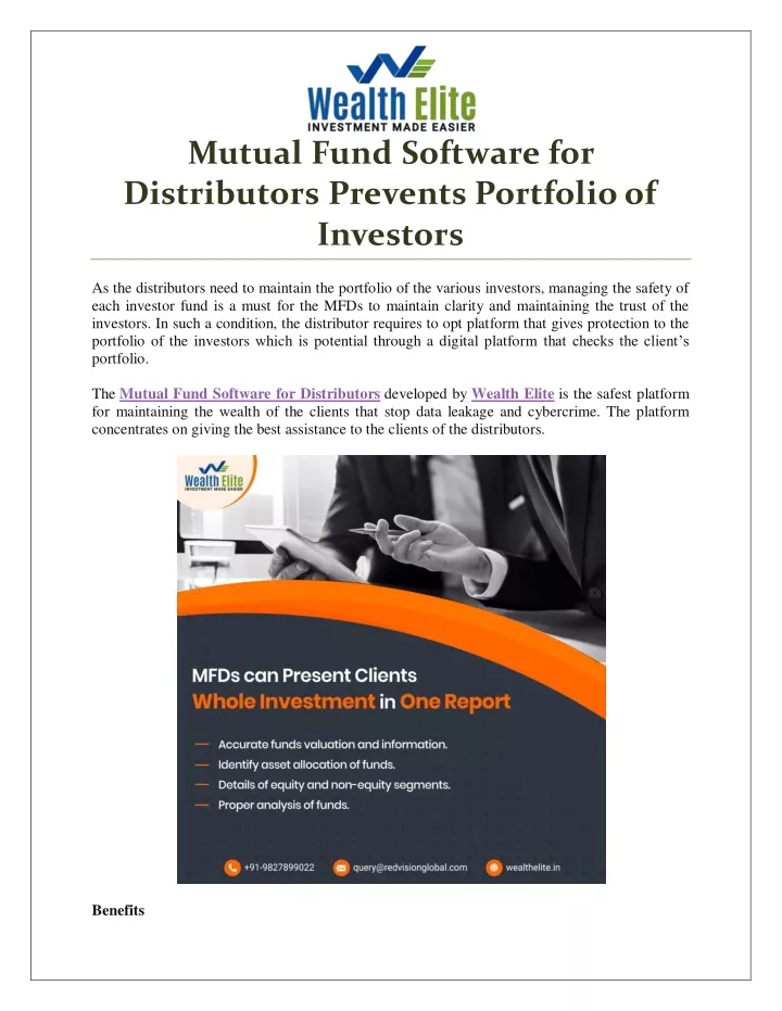 mutual fund software for distributors prevents