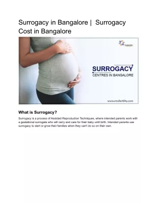 Surrogacy in Bangalore _  Surrogacy Cost in Bangalore
