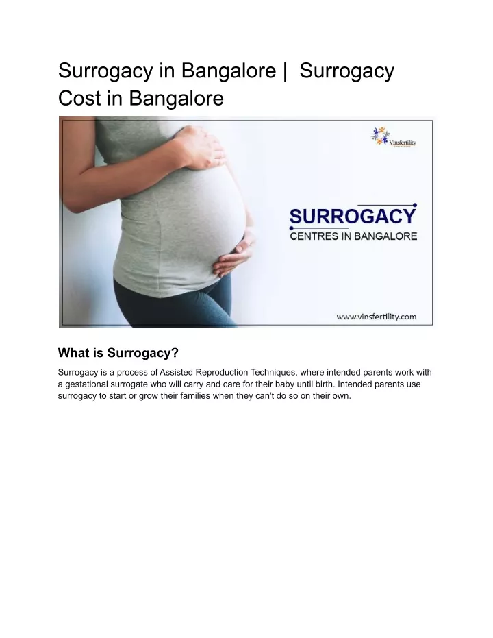 surrogacy in bangalore surrogacy cost in bangalore