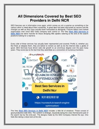 all dimensions covered by best seo providers
