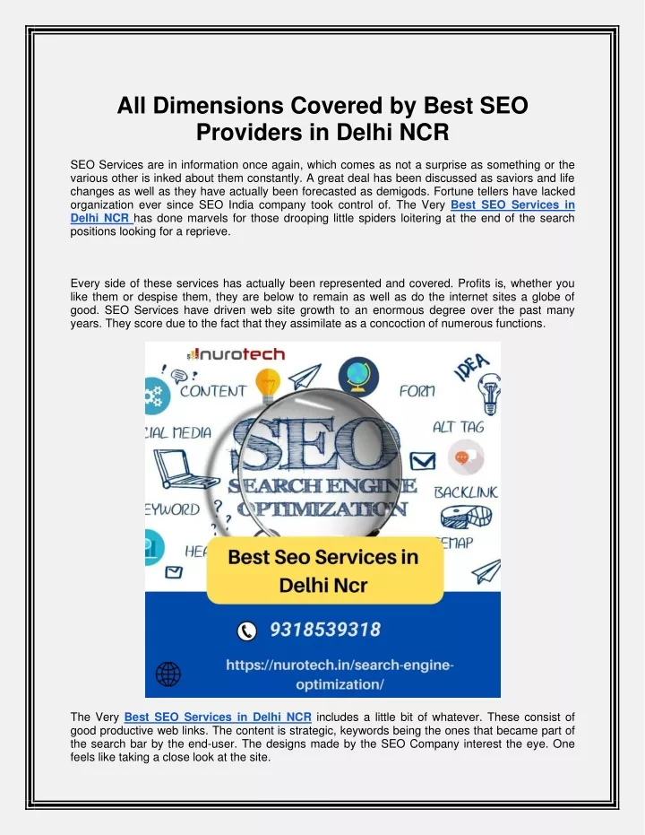 all dimensions covered by best seo providers