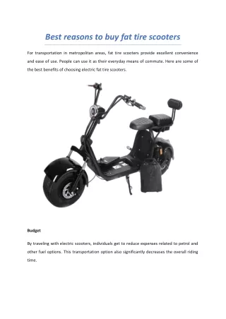 Best reasons to buy fat tire scooters