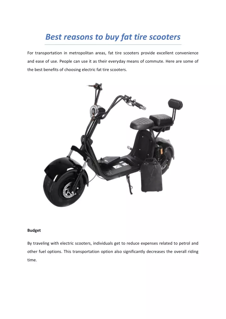 best reasons to buy fat tire scooters
