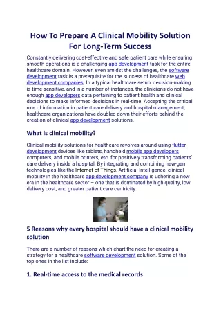 how to prepare a clinical mobility solution