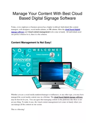 Manage Your Content With Best Cloud Based Digital Signage Software