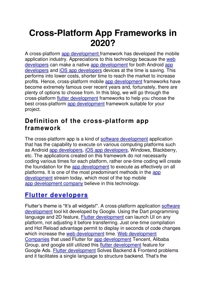 cross platform app frameworks in 2020 a cross