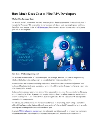 How Much Does Cost to Hire RPA Developers