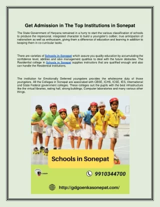 get admission in the top institutions in sonepat