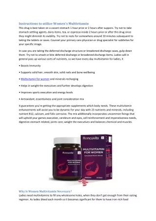 instructions to utilize women s multivitamin this