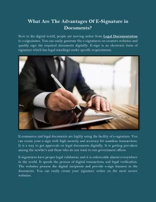 what are the advantages of e signature