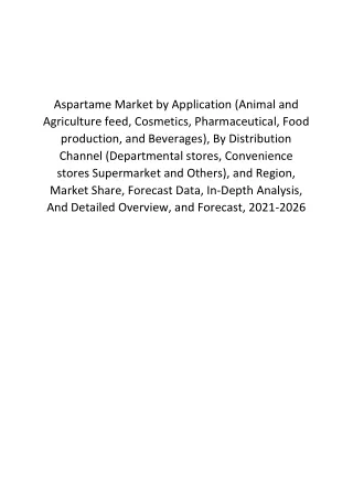 aspartame market by application animal