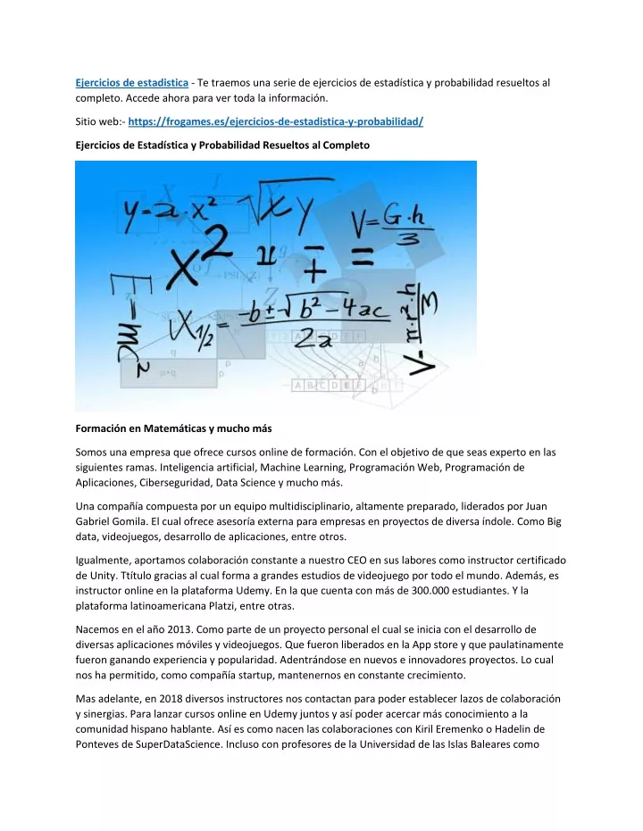 ejercicios de estadistica te traemos una serie