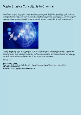 vastu shastra consultants in chennai astro