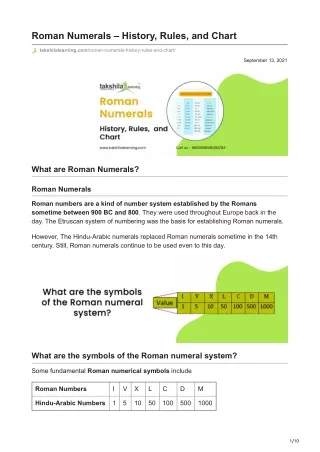 roman numerals history rules and chart
