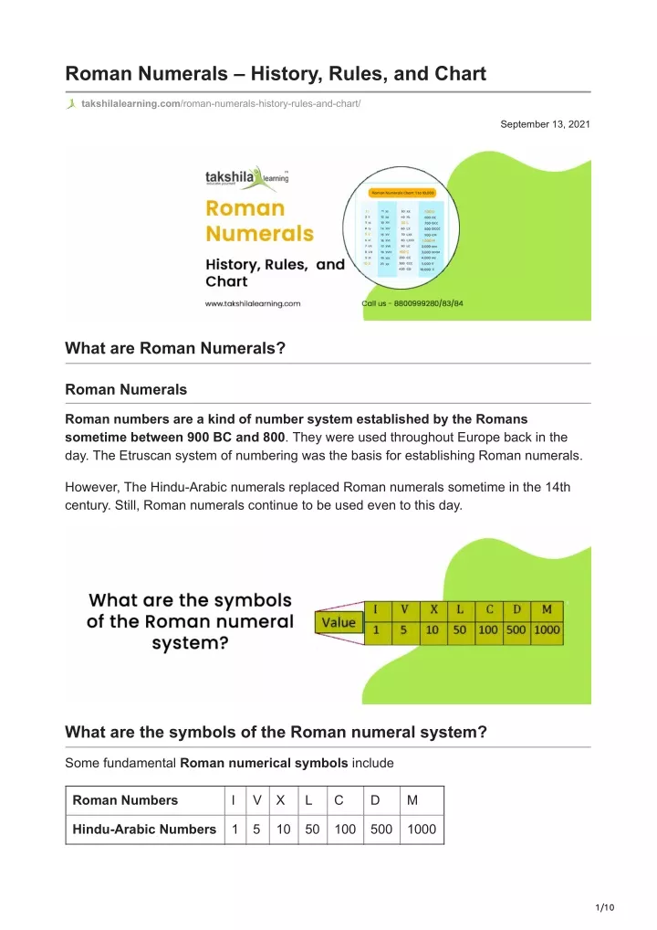 roman numerals history rules and chart