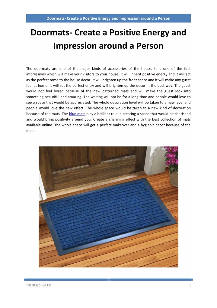 doormats create a positive energy and impression