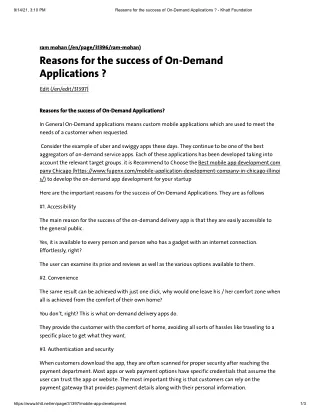 Reasons for the success of On-Demand Applications