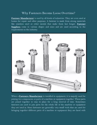 why fasteners become loose overtime