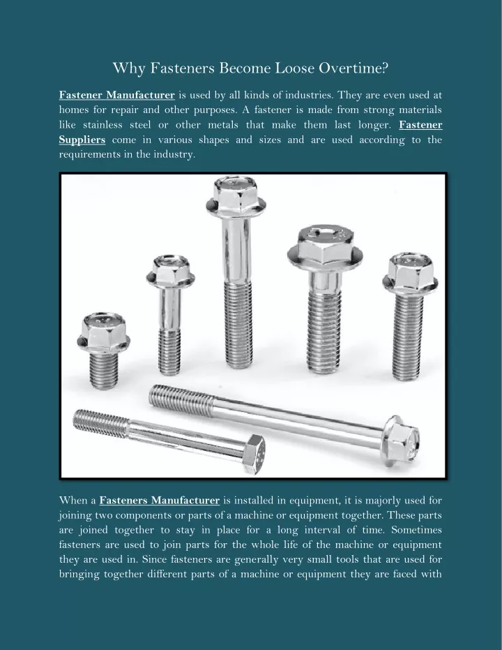 why fasteners become loose overtime