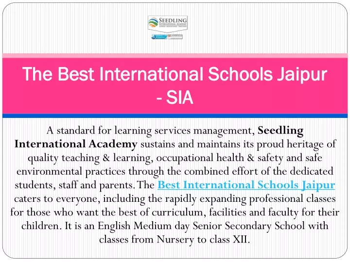 the best international schools jaipur sia