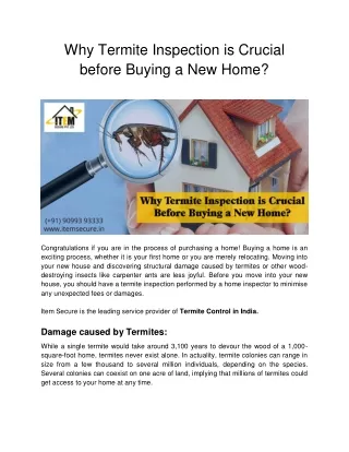 Why Termite Inspection is Crucial Before Buying a New Home?