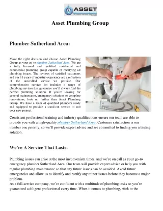 asset plumbing group