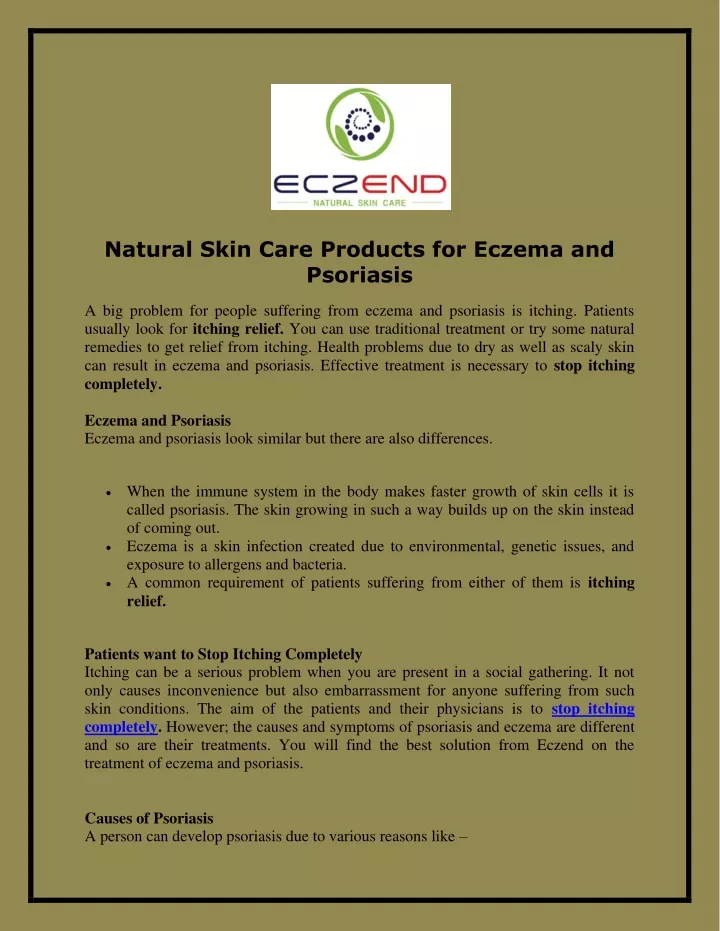natural skin care products for eczema