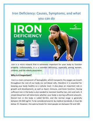 Iron Deficiency Causes, Symptoms, and what you can do