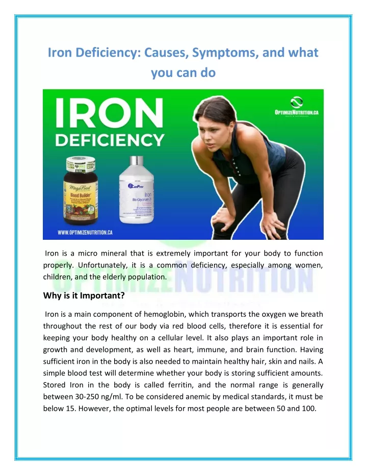 iron deficiency causes symptoms and what