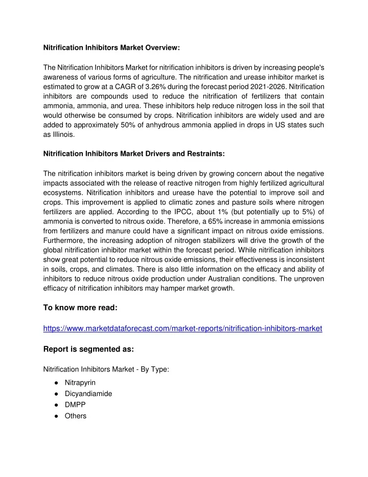 nitrification inhibitors market overview