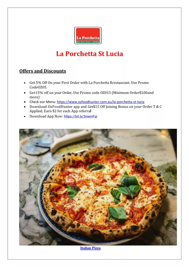 la porchetta st lucia offers and discounts