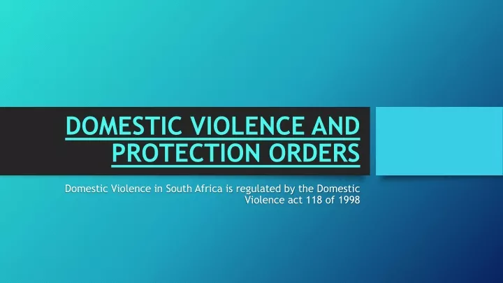 domestic violence and protection orders