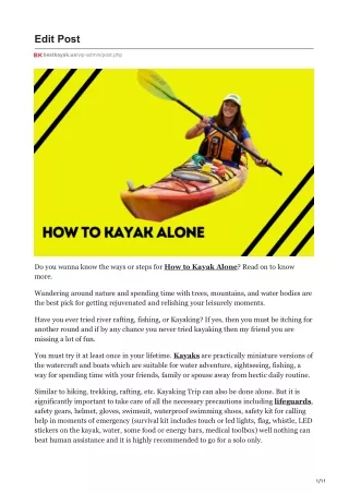How To Kayak Alone In 2021