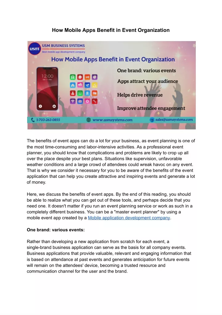 how mobile apps benefit in event organization