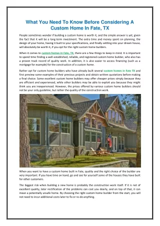 what you need to know before considering a custom