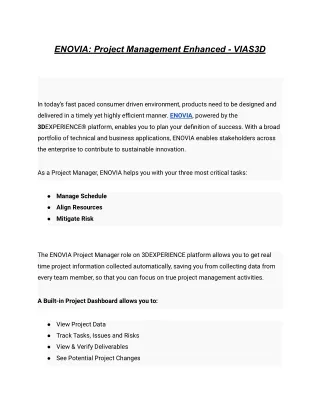enovia project management enhanced vias3d