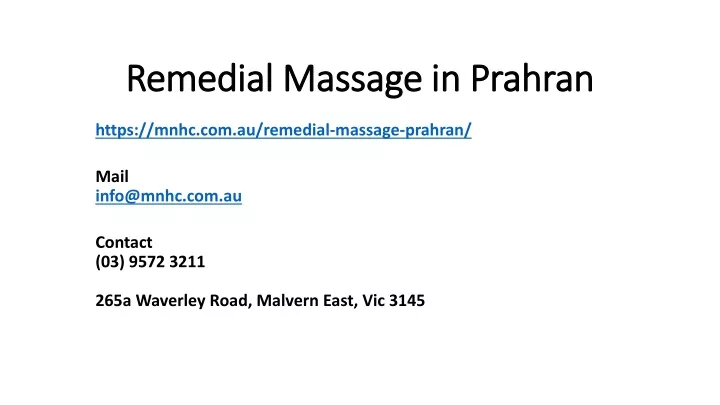 remedial massage in prahran