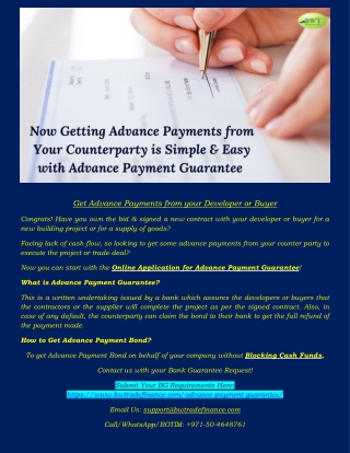 get advance payments from your developer or buyer
