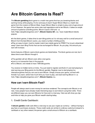 Bitcoin Games Real