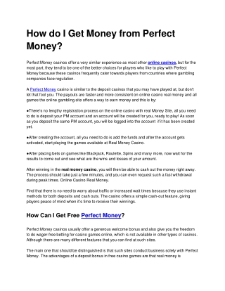 how do i get money from perfect money perfect