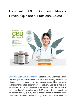 Essential CBD Gummies México Precio, Opiniones, Funciona, Estafa