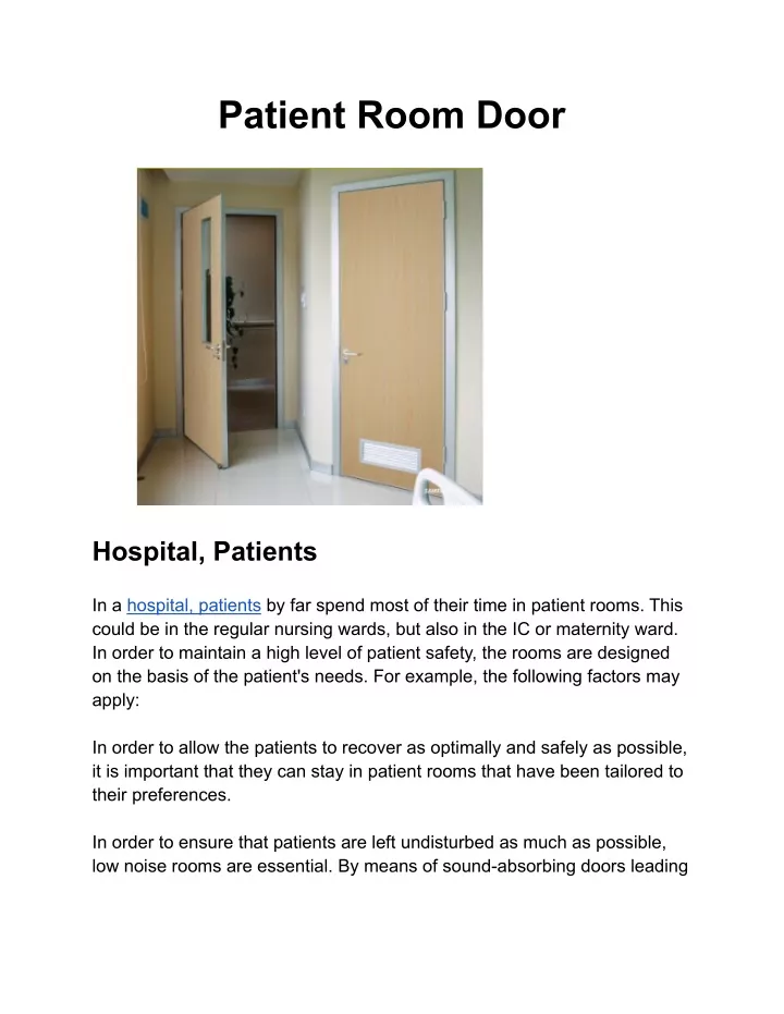 patient room door
