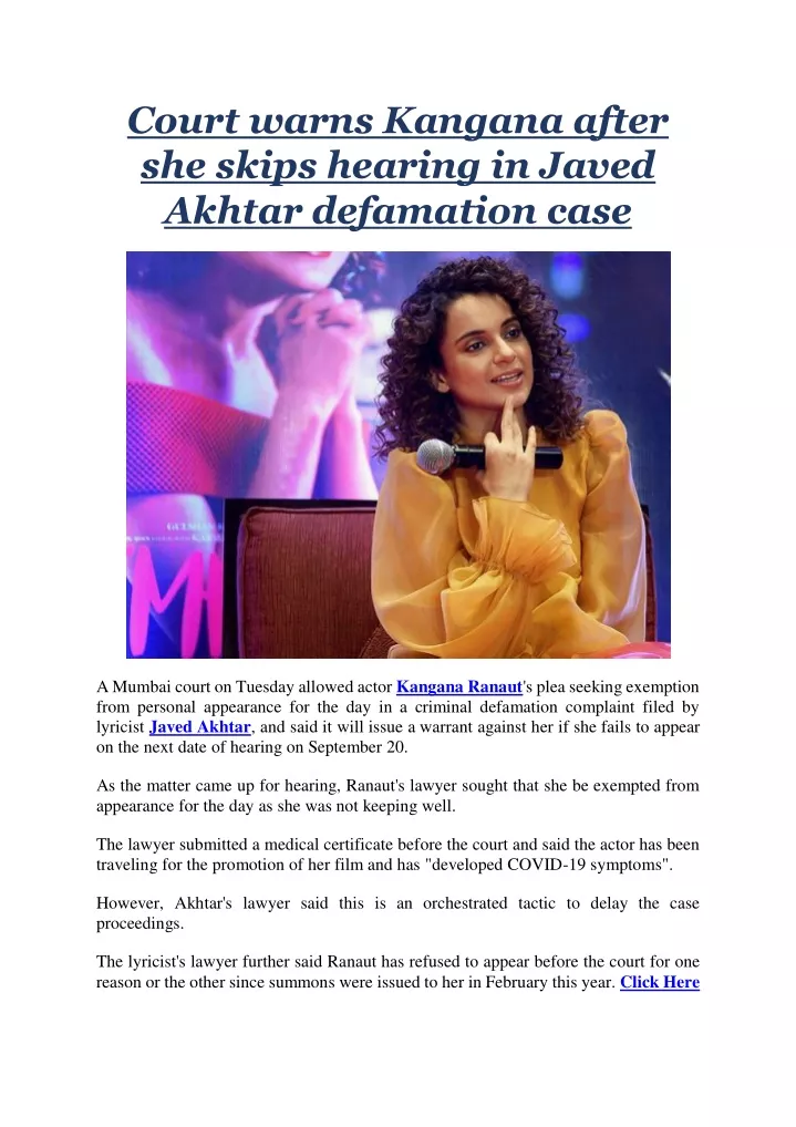 court warns kangana after she skips hearing