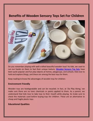 Benefits of Wooden Sensory Toys Set For Children