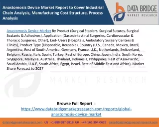 Anastomosis Device Market Report to Cover Industrial Chain Analysis, Manufacturing Cost Structure, Process Analysis
