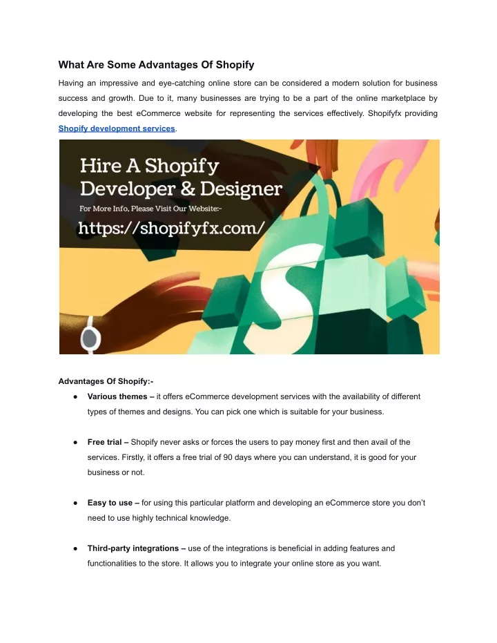 what are some advantages of shopify