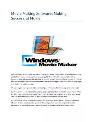 Movie Making Software Making Successful Movie